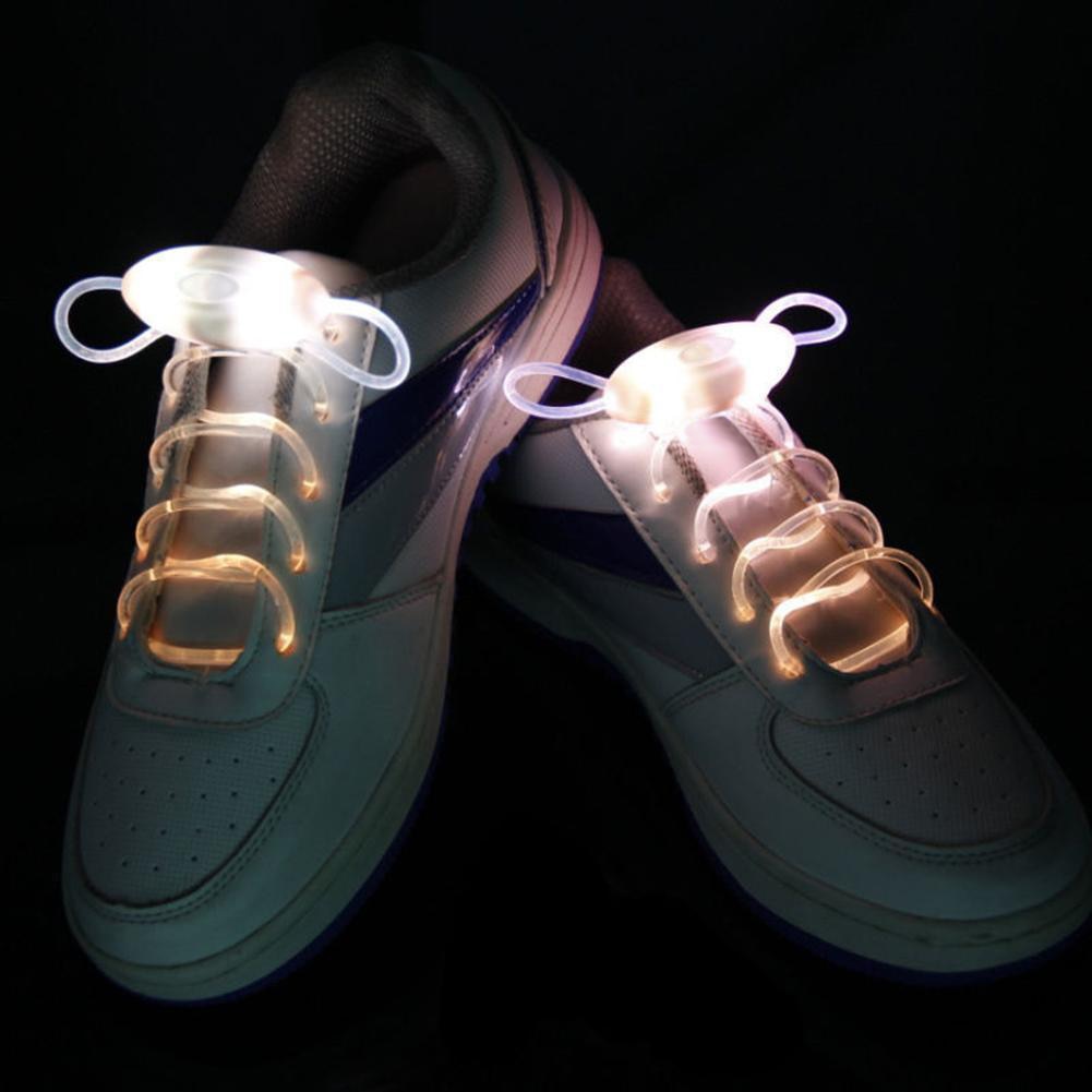 Tira de zapatos con luces LED para decoración de discoteca, tira luminosa con Flash redondo de colores, sin cordones, para perezosos: White Yellow