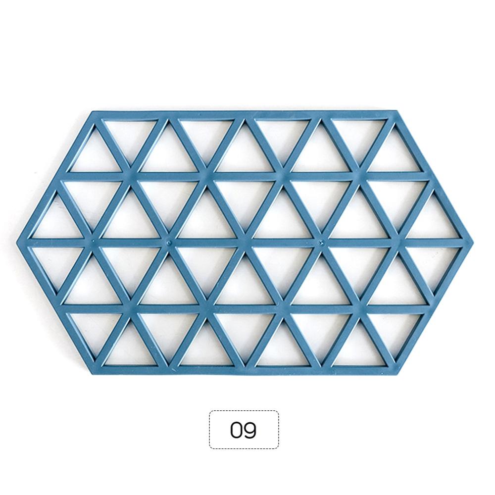 Chic Silicone Coaster Cup Hexagon Mats Pad Heat-insulated Bowl Placemat Home Decor Desktop Eco-friendly Japanese Simple 1PCS: C-Blue 16-24