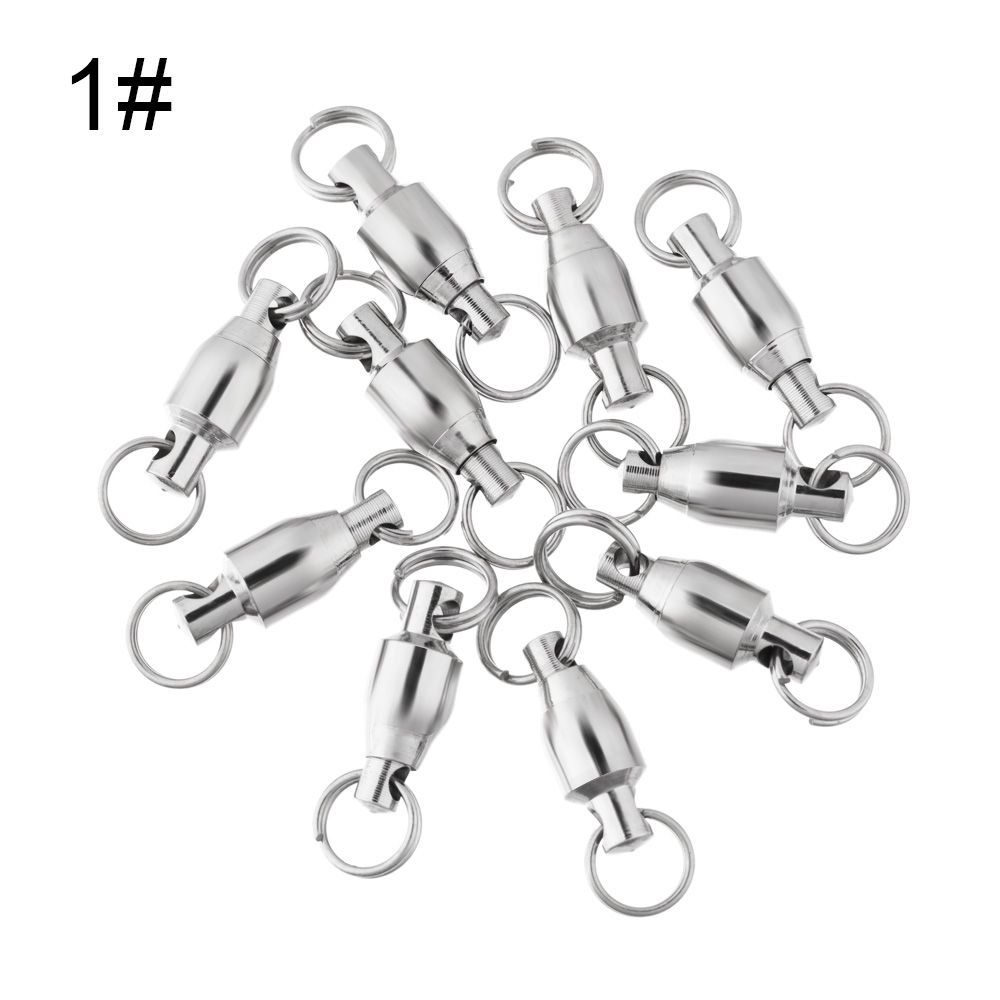 10Pcs Heavy Duty Ball Bearing Barrel Fishing Rolling Swivel Connector Solid Ring Fishing Line Connector Outdoor Fishing Tackle: Brown