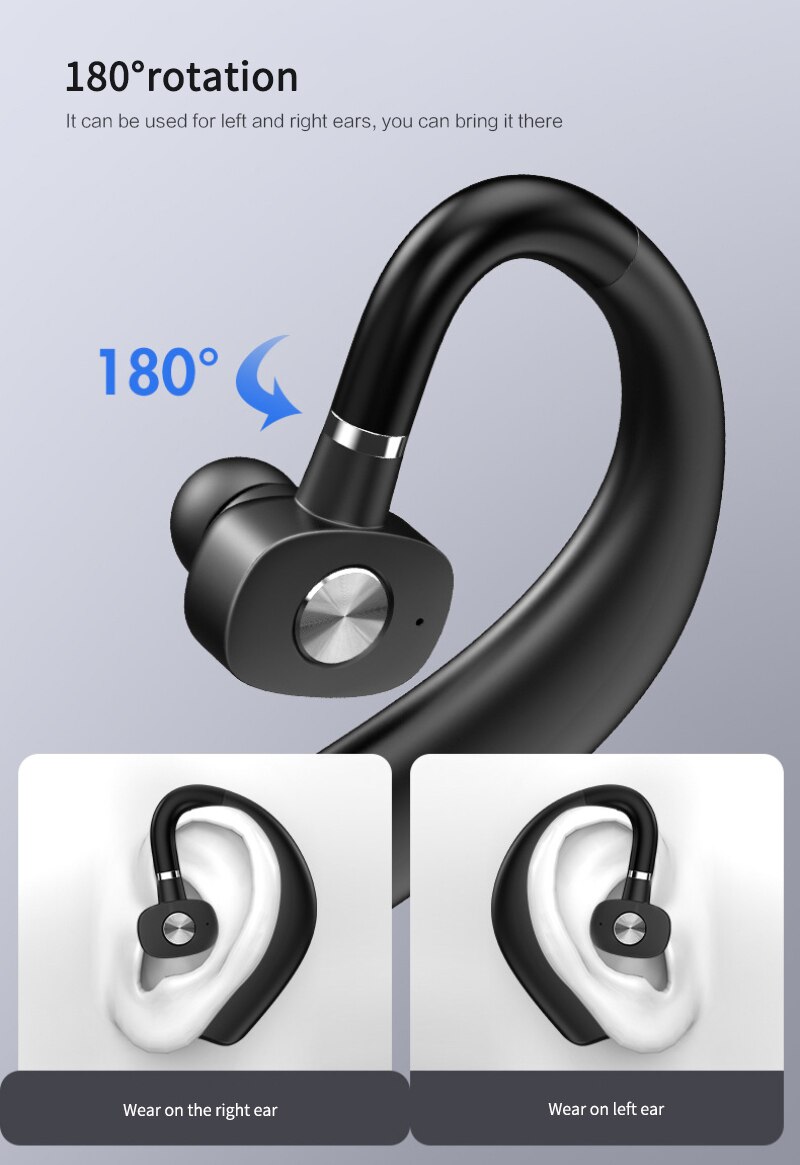 Wireless Bluetooth Earphone Waterproof Headphone Sports Earbuds Portable Business Headset With 180 Degrees Rotation For Phone