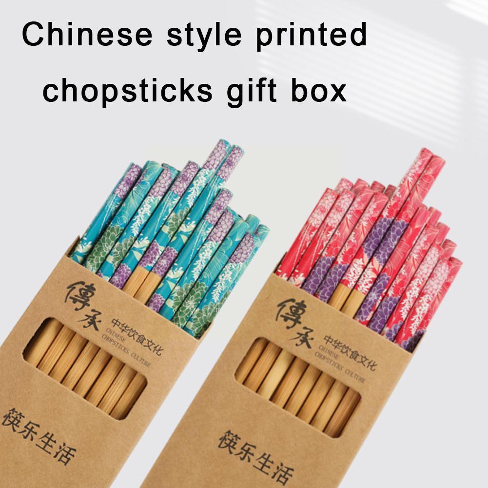 Chinesischen Stil Gedruckt Stäbchen Kasten einstellen Stäbchen Lebensmittel Kochen Hohe Stäbchen Wesentliche Lange Produkt Chine W6K9