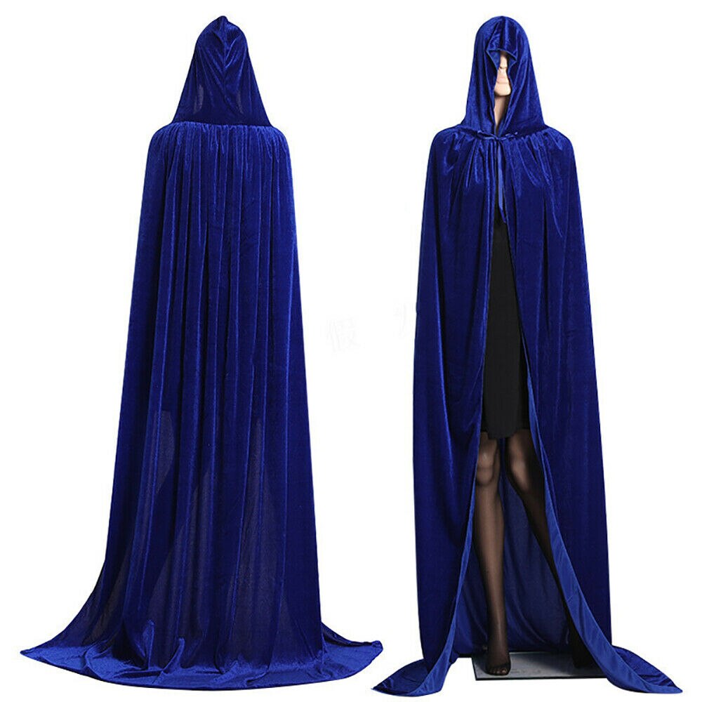 Gothique cape à capuche adulte elfe sorcière longue pourim carnaval Halloween Capes Robe gn femmes hommes Vampires Grim faucheuse fête: Bleu