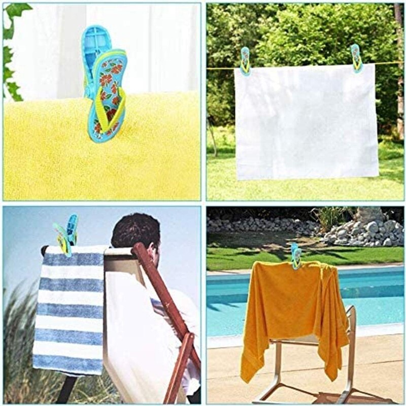 4 Pack Strandlaken Clips Plastic, Leuke Slippers Zonnebank Strand Haringen, Grote Sized Wasserij Pinnen Voor , strand, Zwembad