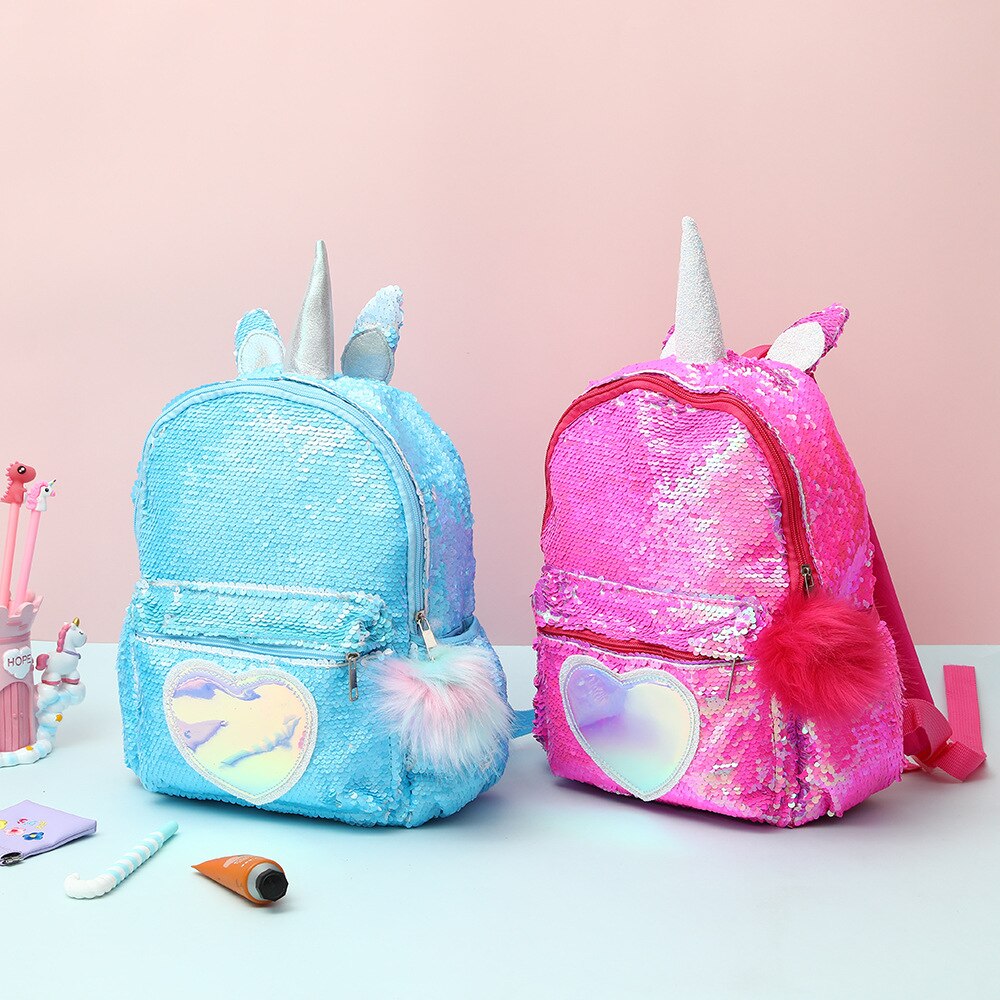 Leuke Eenhoorn Rugzak Meisjes Kids Schooltassen Grote Capaciteit Pailletten Mochila Escolar Infantil Roze School Rugzak Zakken Voor Meisjes