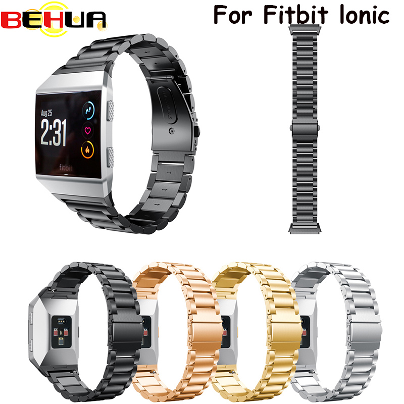 Uhrenarmband für Fitbit ionisch Edelstahl Metall Lederersatzhandschlaufe für Fitbit ionisch Clever Uhr Band Armbinde uhr