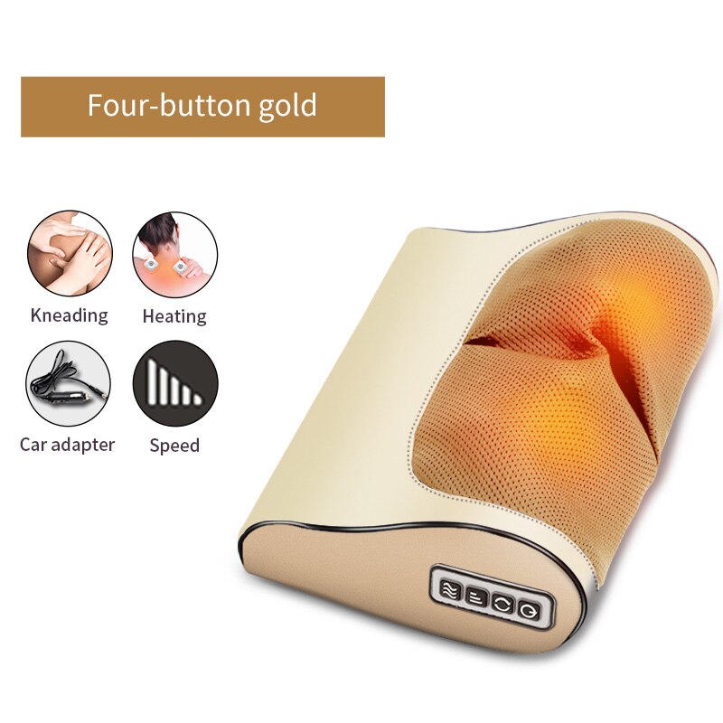 Almohada de masaje de calor por infrarrojos, dispositivo eléctrico de masaje para cuello, hombros y espalda, masajeador relajante para uso sanitario: Default Title