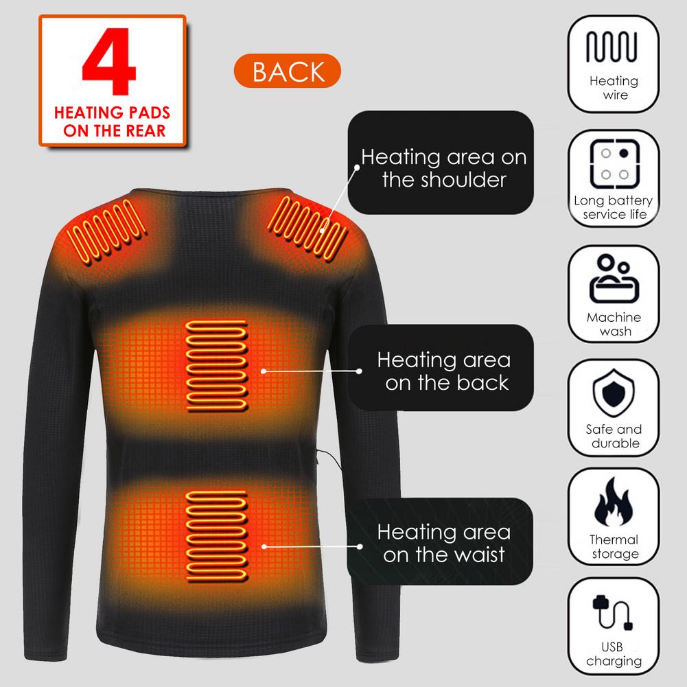 Men Women USB Electric Heated Thermal Long Sleeve 5 Areas Insulated Heating Underwear Washable Winter Skiing Warm Clothes