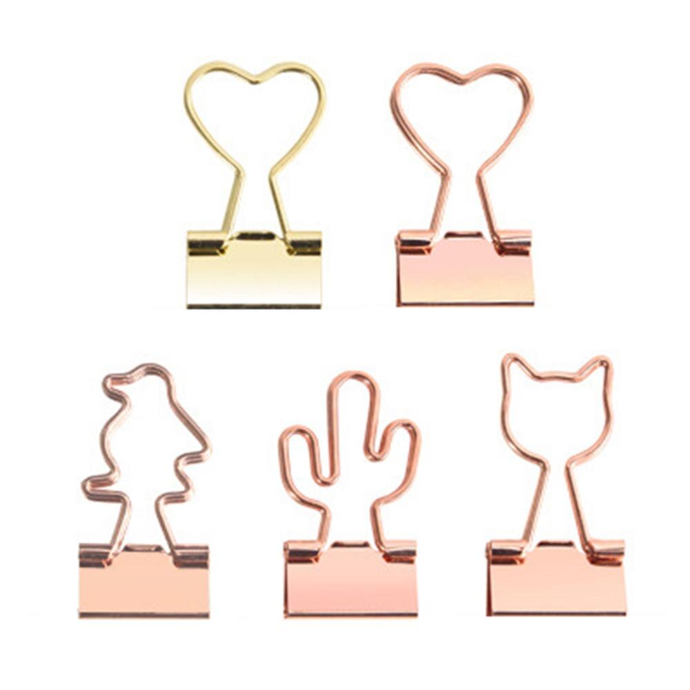 12pcs Cat Heart Cactus Binder Clip Paper Pile Photo Message Ticket Clips Organizer Korean Office School Supplies M17F