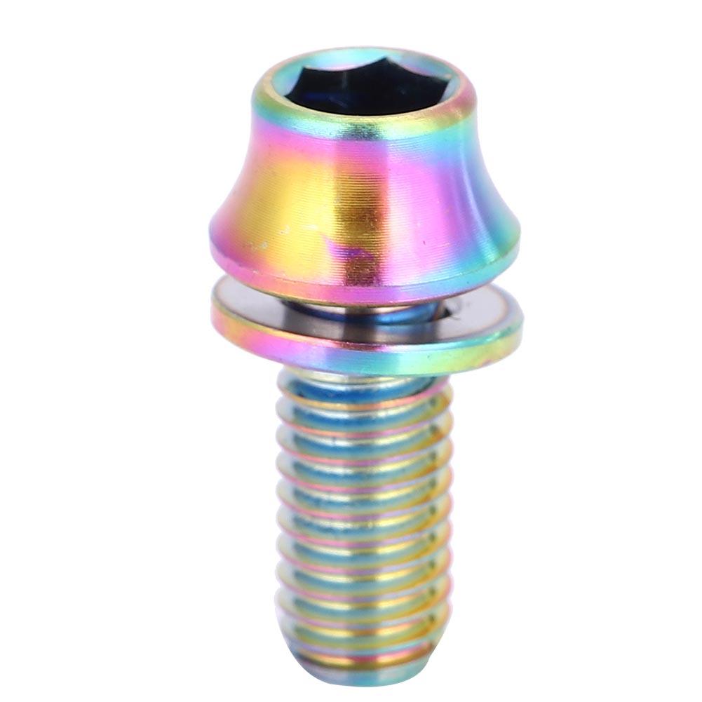 Fiets Bidonhouder Houder Schroef Titanium Legering Bout Duurzaam Installeren Fiets Bidonhouder Kleurrijke Fiets Accessoire met Wasmachine: Rainbow M5x12