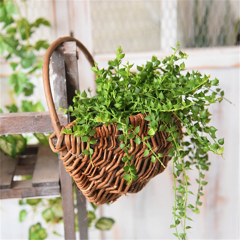 Outdoor Picnic Basket Hand-woven Flower Basket Multifunctional Storage Decorative Flower Pot Craft Wall-mounted Home Decoration