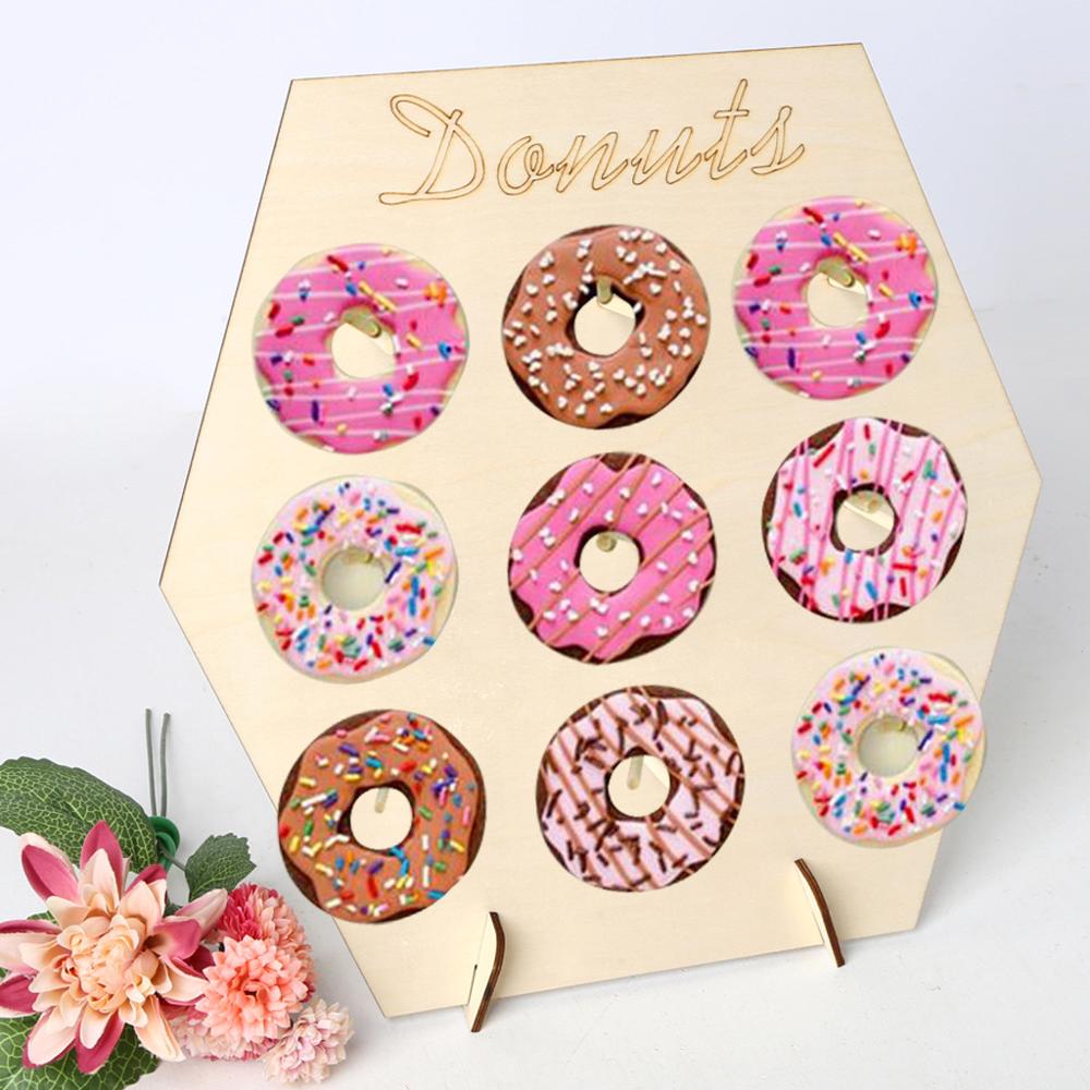 Munk vägg håller godis söt vagn munk födelsedagsfest tillbehör bröllop rustik inredning trä bröllop bord dekor baby shower: 1pc d