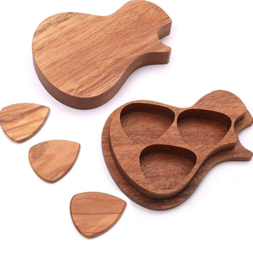 Plettro per chitarra plettro per chitarra in legno plettro per chitarra plettro scatola di immagazzinaggio accessori per chitarra scatola di legno di acacia plettri in legno di ulivo: scatola PICKS