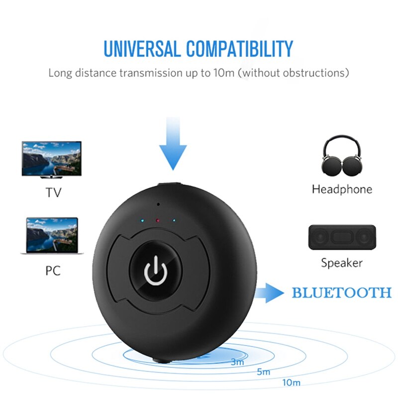 Multipoint Bluetooth 5.0 Audio Transmitter for TV PC Connect 2 Headphones 3.5Mm AUX Low Latency Stereo Wireless Adapter