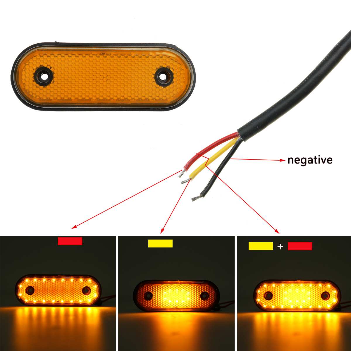 SIM 3141 Amber LED Side Marker Light - 12V/24V With 500mm Cable, Made In Portugal