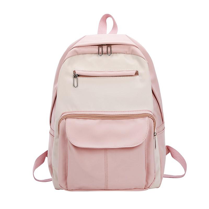 Damenrucksack aus Nylon in unifarben, großes fassungsvermöGen, wasserdicht, Ideal für reisen und als schultasche für Teenager-mädchen.: Rosa