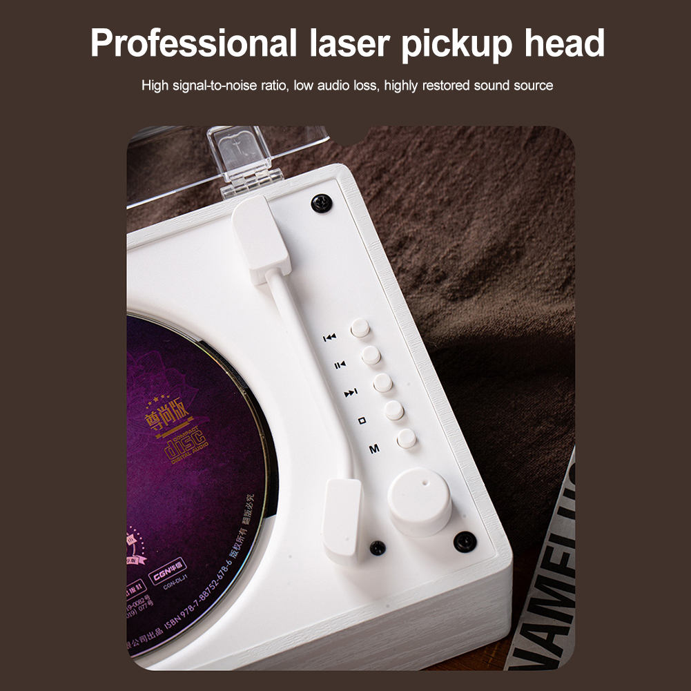 Retro-CD-Player, wiederaufladbar, kabellos, Bluetooth 5.0-Lautsprecher, tragbarer Heimmusik-Player, USB 3,5 mm AUX, Desktop-CD-Player für Telefon