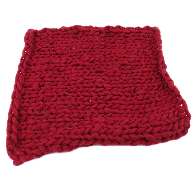 Lã de malha crochê cobertor do bebê recém-nascido fotografia adereços chunky malha cobertor cesta enchimento: red wine