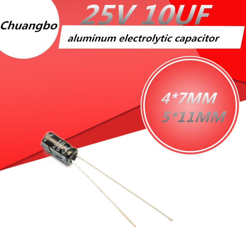 20Pcs-100Pcs 25V10UF 4*7 5*11Mm Aluminium Elektrolytische Condensator 4*7Mm 5*11Mm 25V 10Uf
