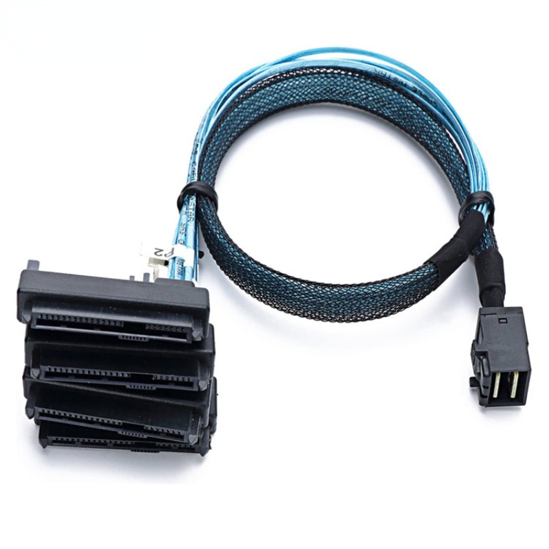 Cable SAS SATA SFF-8643 a 4 SFF-8482 Mini SAS interno HD a 4 conector SFF-8482 con puerto de alimentación de 15 pines divisor de disco duro: 1,8 m