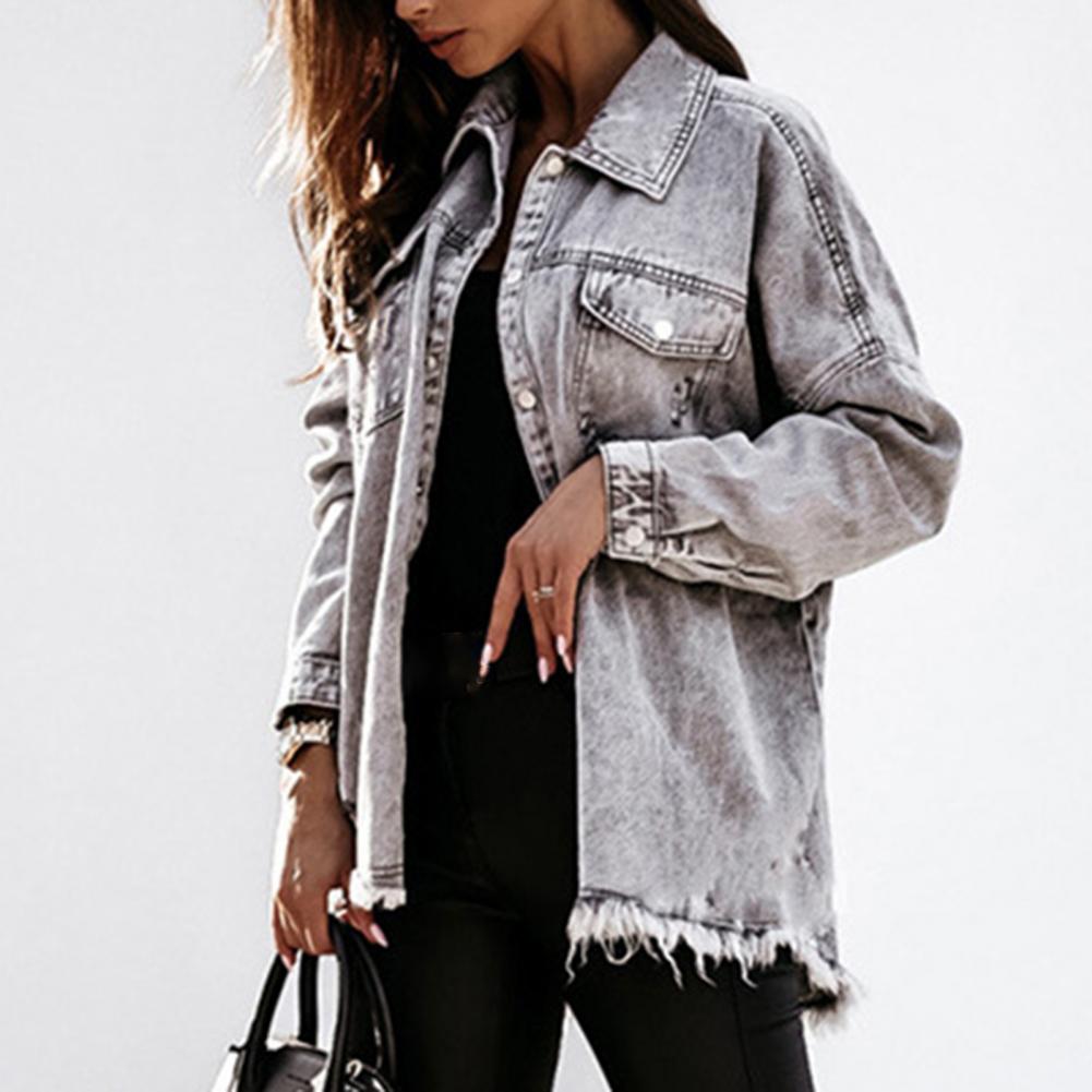 Spring Autumn Thin Solid Denim Jacket Casual Breathable Women Top Light And Comfortable High Street Style Coat