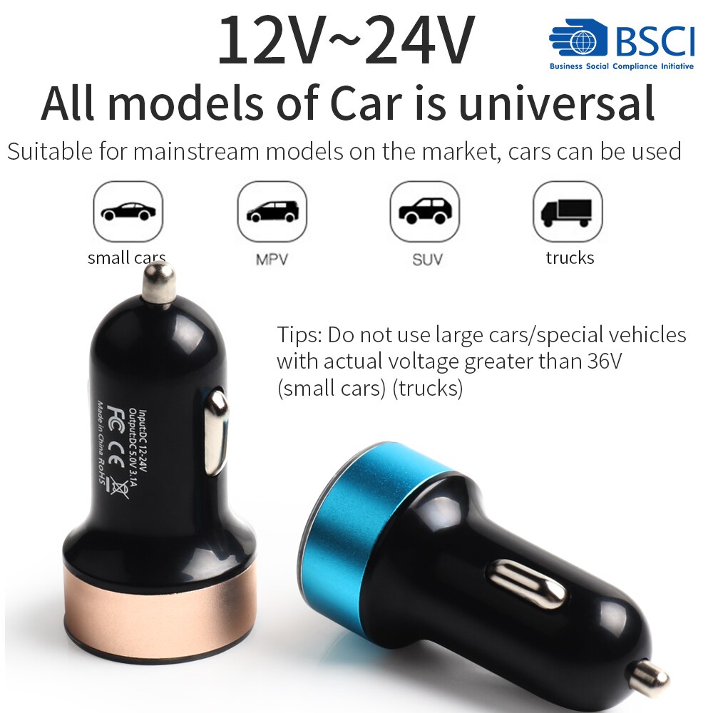 Auto Opladen Accessoires Dual Usb Car Charger Adapter 2 Usb-poort Led Display 3.1a Smart Car Charger Voor Iphone