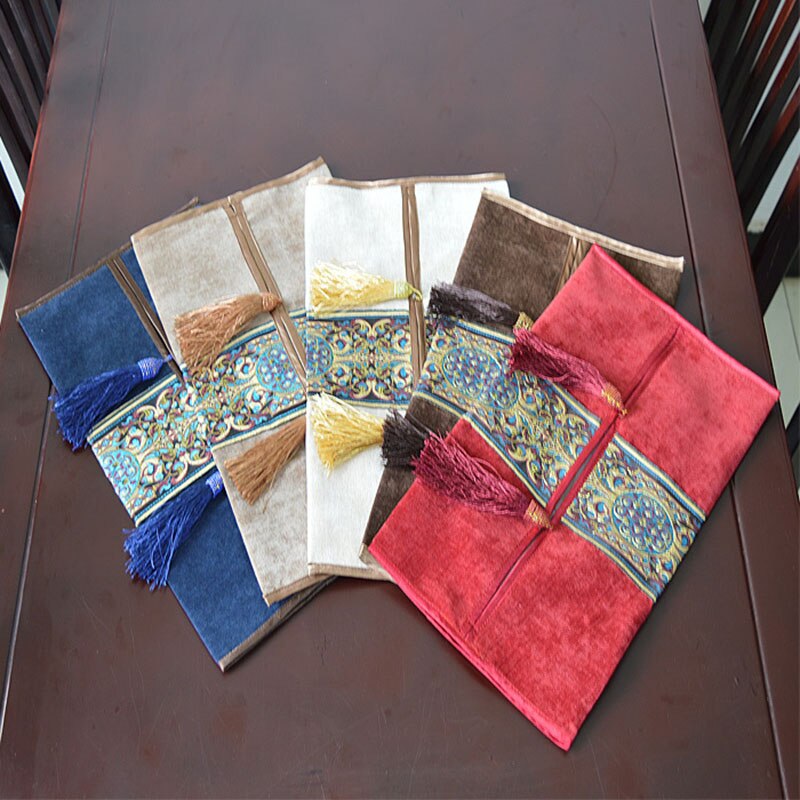 Boîte à mouchoirs brodée Style européen, housse de serviette pompée, sac de rangement classique en papier, décoration pour salle de mariage, voiture et hôtel