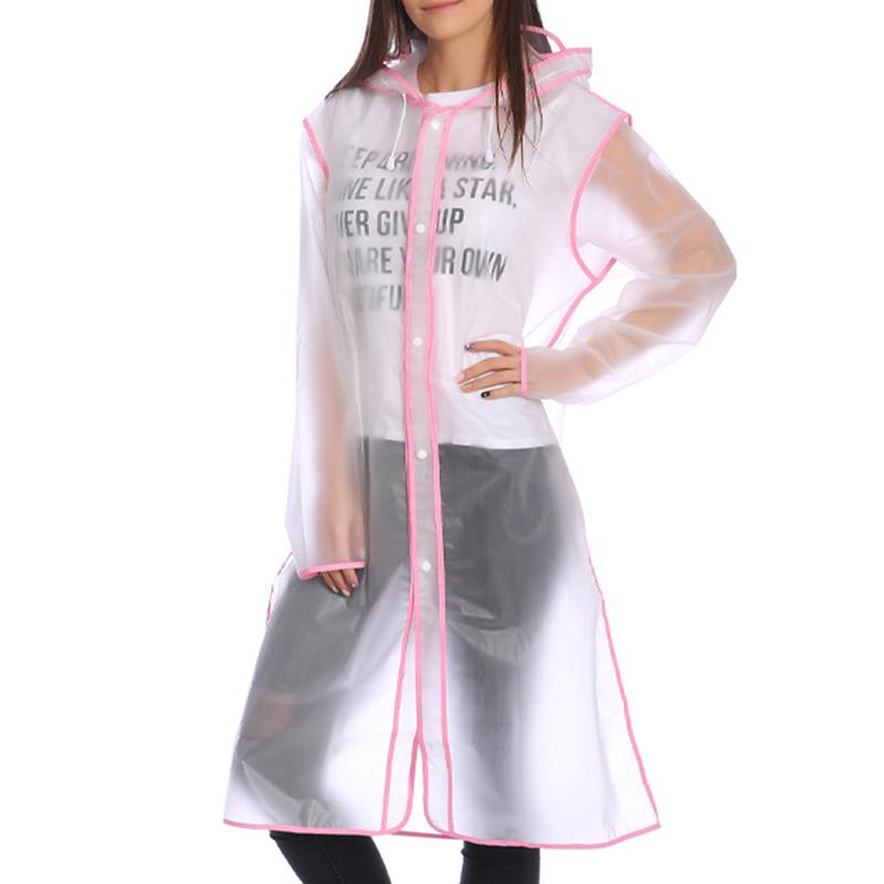Himiss utomhus transparent lång regnrock vattentät regnkläder för vandring promenader utomhus eva wrap poncho: Rosa