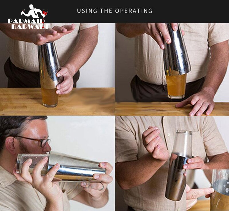 Stainless Steel Cocktail Boston Bar Shaker & 16 Oz. Mixing Glass Kit Cocktail Boston Shaker