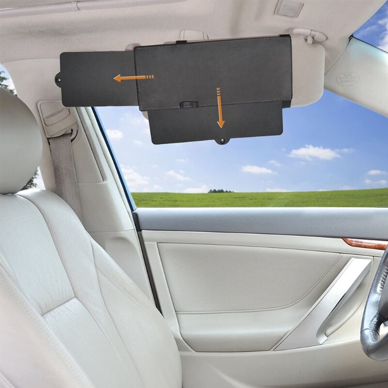 Auto Anti-Glare Zon Blocker Pu Leer Anti-Dazzle Intrekbare Zonneklep Voor Voorstoel Bestuurder Of Passagier veiligheid