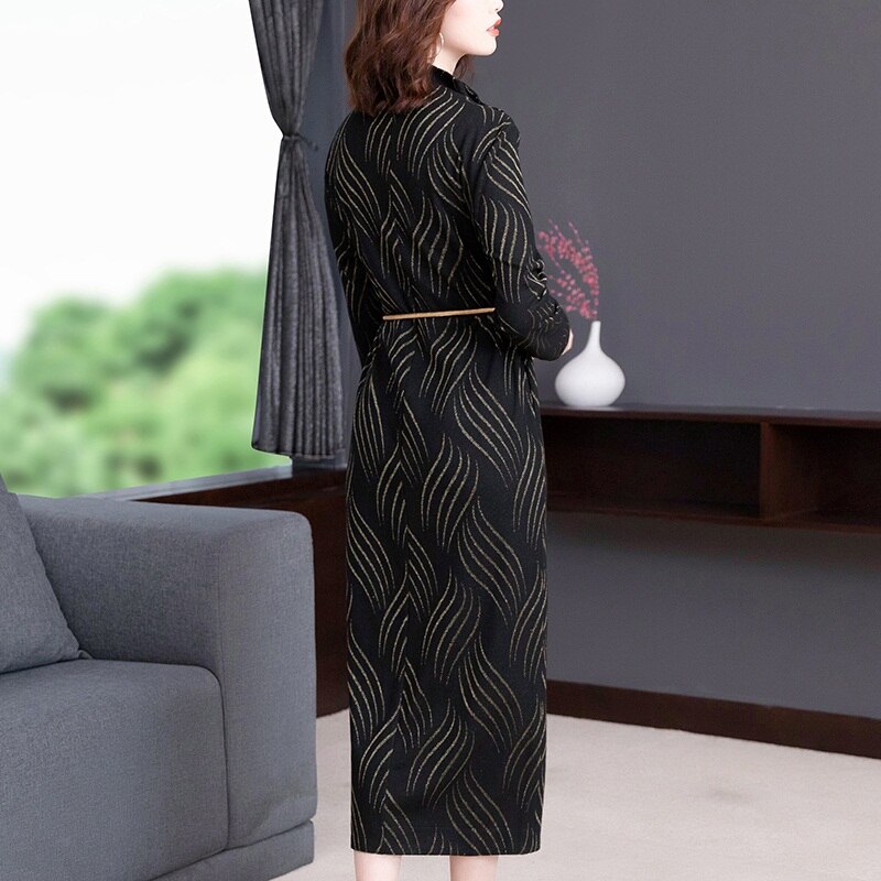 Vestido chino para mujer, Cheongsam moderno, manga larga, Qipao tradicional chino, otoño