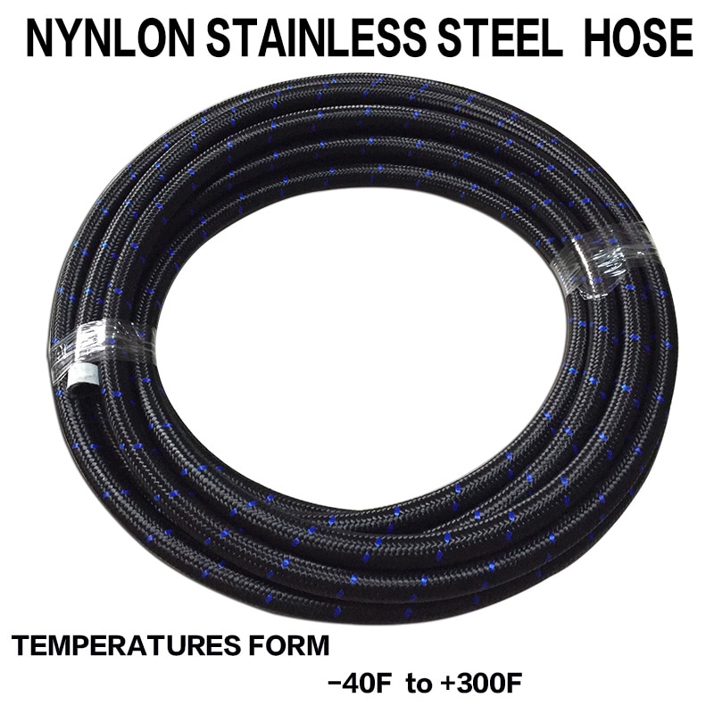 Ytelse  an4/an6/an8/an10/an12 4an 6an 8an 10an nylon rustfritt stål flettet slange lite vektslange, svart oljekjølerslange