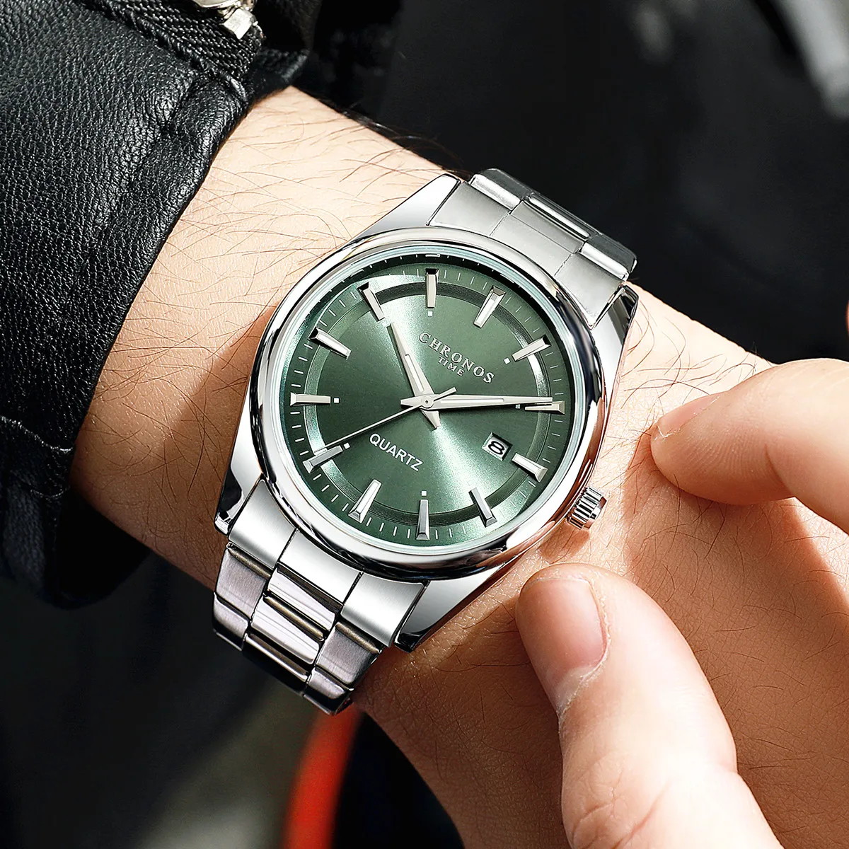 CHRONOS Luxe Quartz Horloge voor Mannen Waterdicht Datum Lichtgevende Horloge Roestvrij Staal heren Horloges Mannelijke Klok Sport Reloj