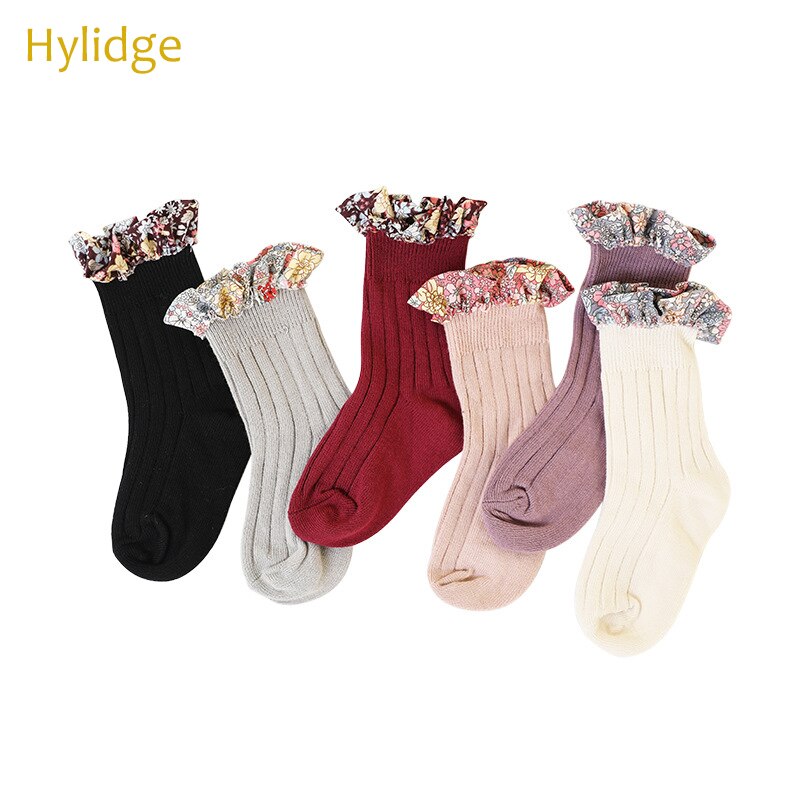 Sweet Floral Lace Girl Socks Princess Socks with Ruffle Cotton Baby Toddler Socks for 0-8 Yreas Children Kids Socks