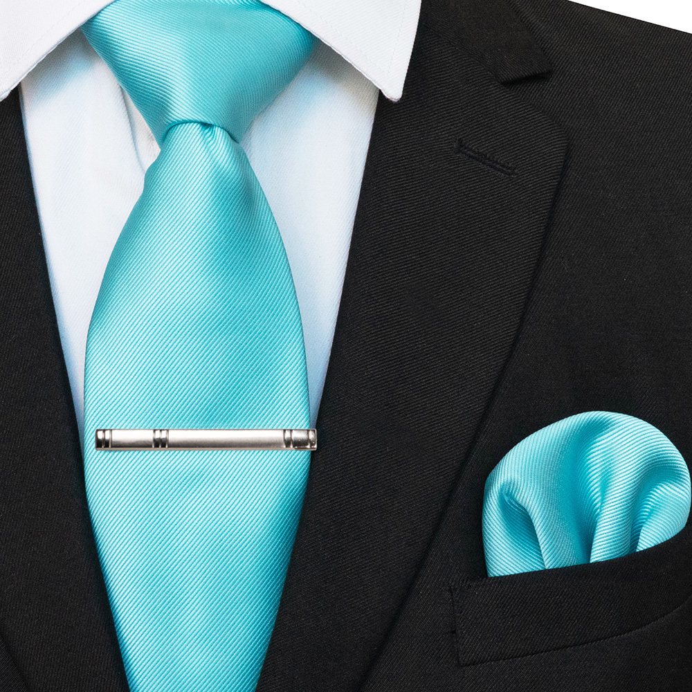EASTEPIC Cravatte classiche in twill grigio da uomo da 8 cm in abiti da lavoro Set di cravatte con clip Fazzoletto Accessorio da uomo Festa di nozze