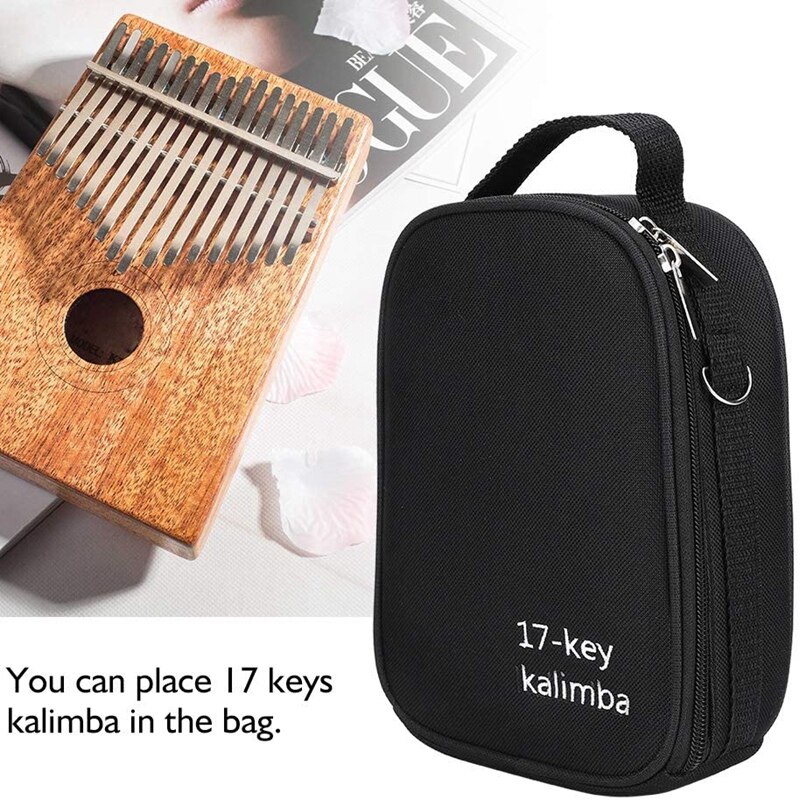 17Keys Kalimba Box Portable Thumb Piano Speaker Pickup Storage Bag Handbag Case