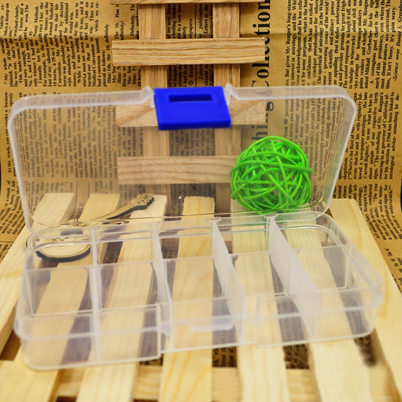 Adjustable 24 Compartment Transparent Plastic Storage Box Jewelry Earring Case small objects Caja de almacenaje