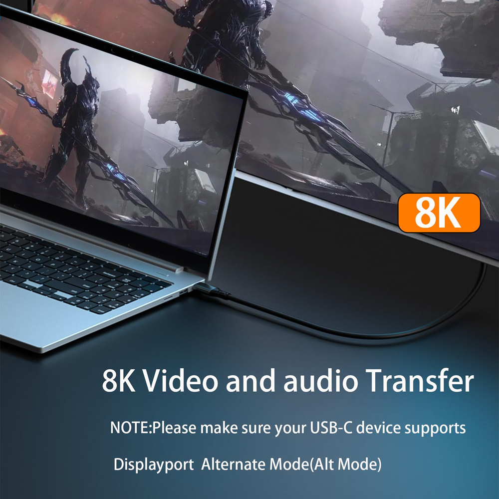 Cordon de données vidéo USB 3.2 type-c Gen2 20Gbps 8K @ 60Hz pour TV PC ordinateur portable, câble USB C PD 100W pour Macbook iPad iPhone 15 Pro Max