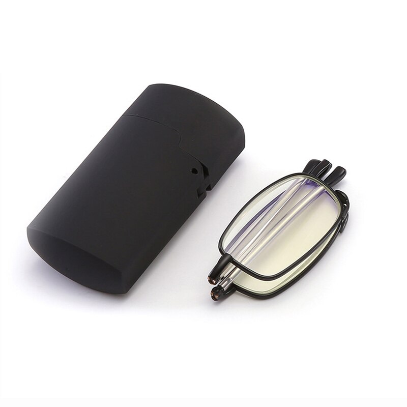 MINI Reading Glasses Men Women Folding Small Glasses Frame Black Metal Glasses With Original Box Portable: +300 / Black With Box