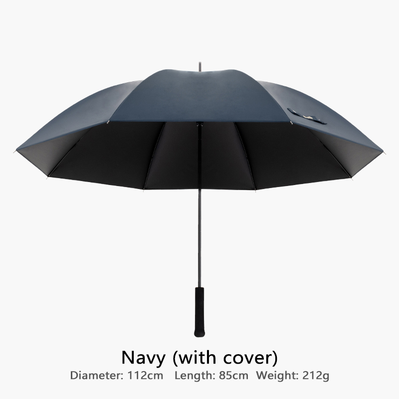 Paraguas de fibra de carbono para hombre y mujer, sombrilla ultraligera de lujo con mango largo, protector solar, solo 210g: Navy