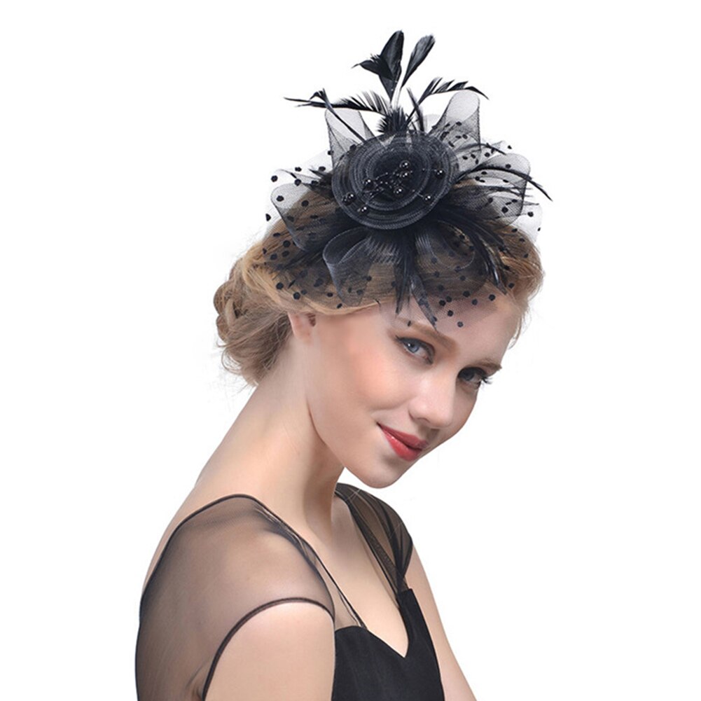 Veer Fascinators Hat, Vrouwen Meisjes Bloem Mesh Cocktail Thee Party Kentucky Derby Hoed Met Haar Clip: black