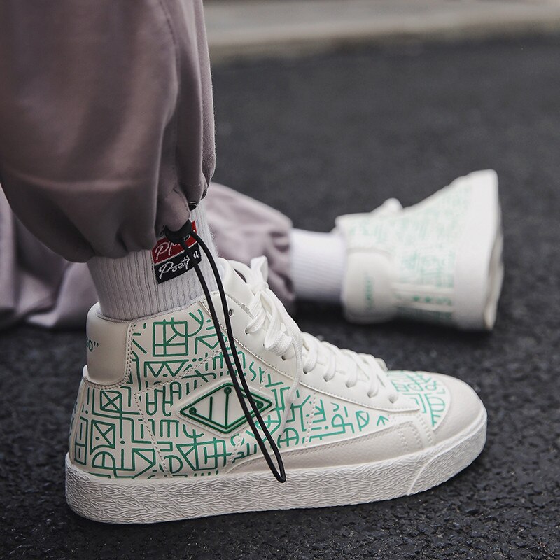 Färgglada målade skateboardskor för män som andas hip hop street skor sport fritid promenadskor chaussure homme