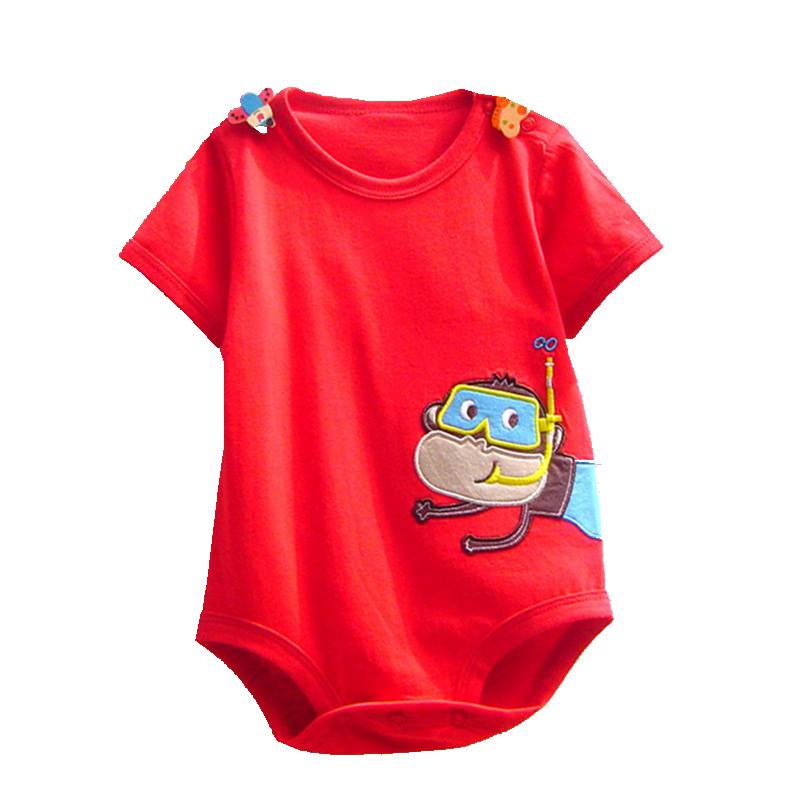 Leuke Duiken Aap Rode Zomer Baby Boy Korte Mouw Bodysuit Body Bebe Overalls Jumpsuit Baby Kleding Kinderkleding