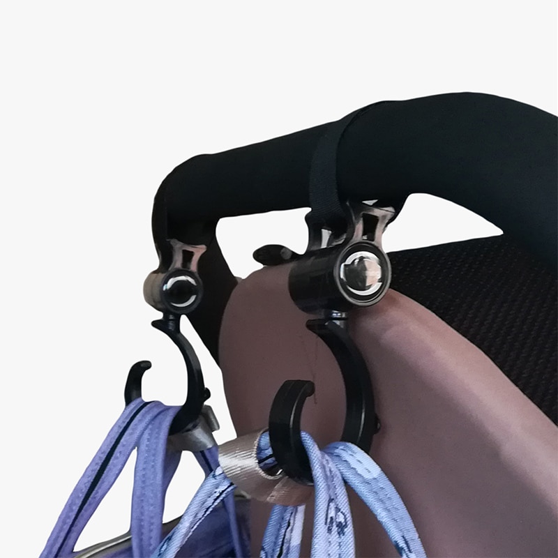 Colgador para bolsa de bebé, ganchos para cochecito, gira 360 grados, accesorios para carrito, 2 uds.