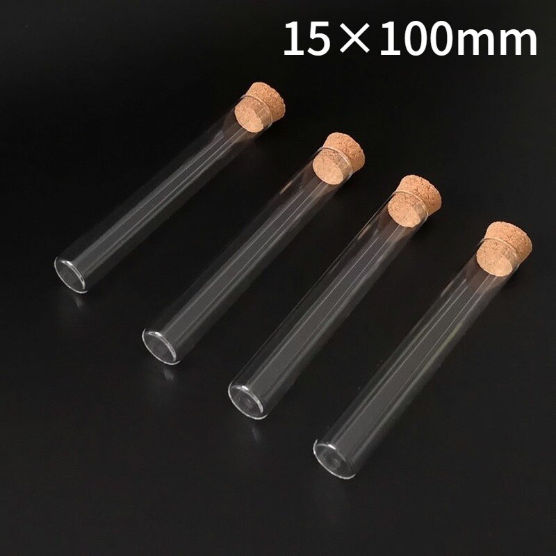 24 teile/los 15x100mm Klaren Flachen Boden Glas Reagenzglas Mit Korken Labor Liefert