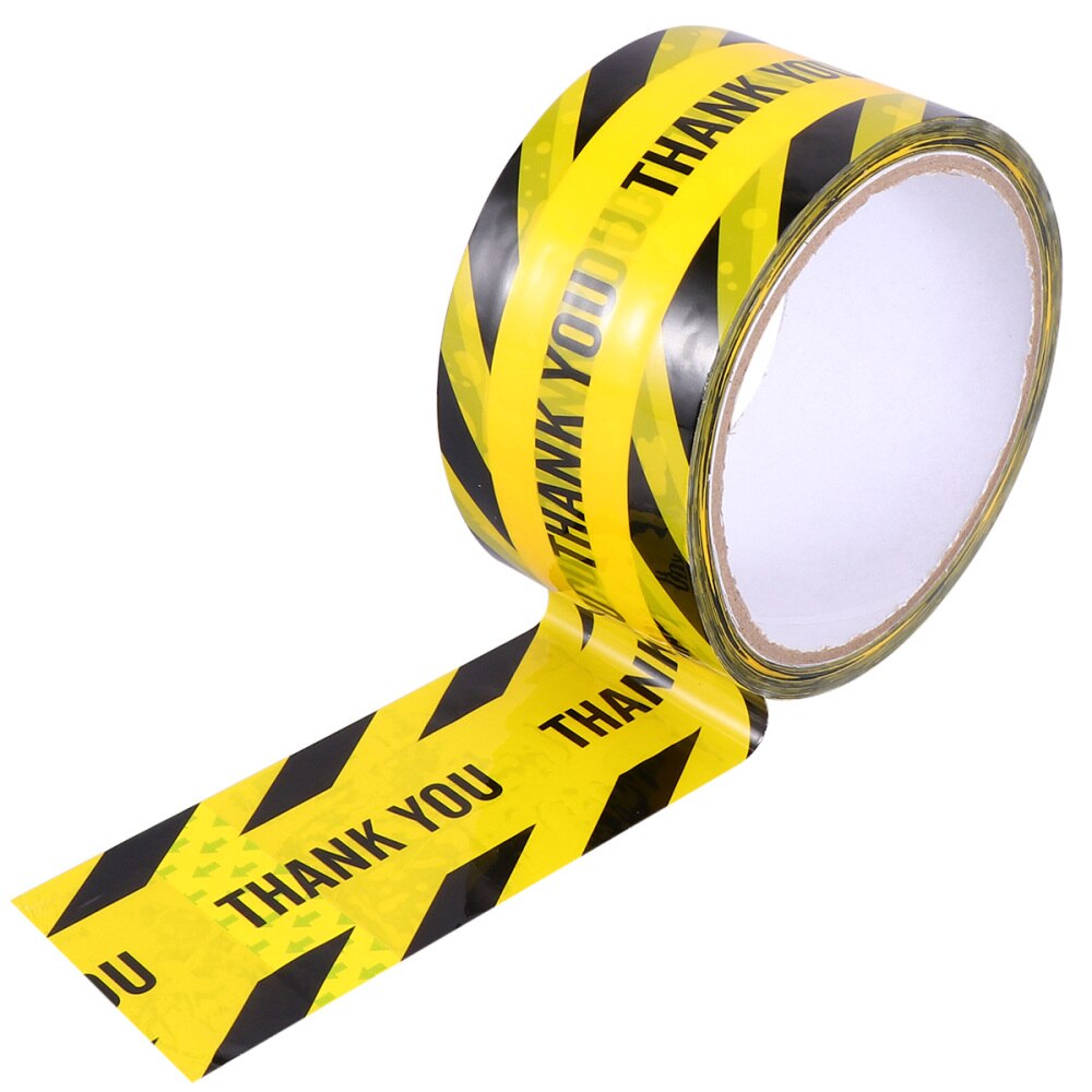 1 Roll Thank You Safety Tape Safe Self Adhesive Sticker Warning Tape Masking Tape Safety Stripes Tape for Walls Floors Pipes (Ye
