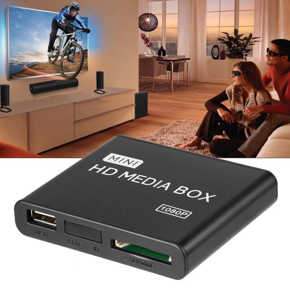 Mini 1080p HD Media Player Box MPEG/MKV/H.264 HDMI compatibile AV USB supporto remoto MKV / RM-SD / USB / SDHC / MMC spina ue