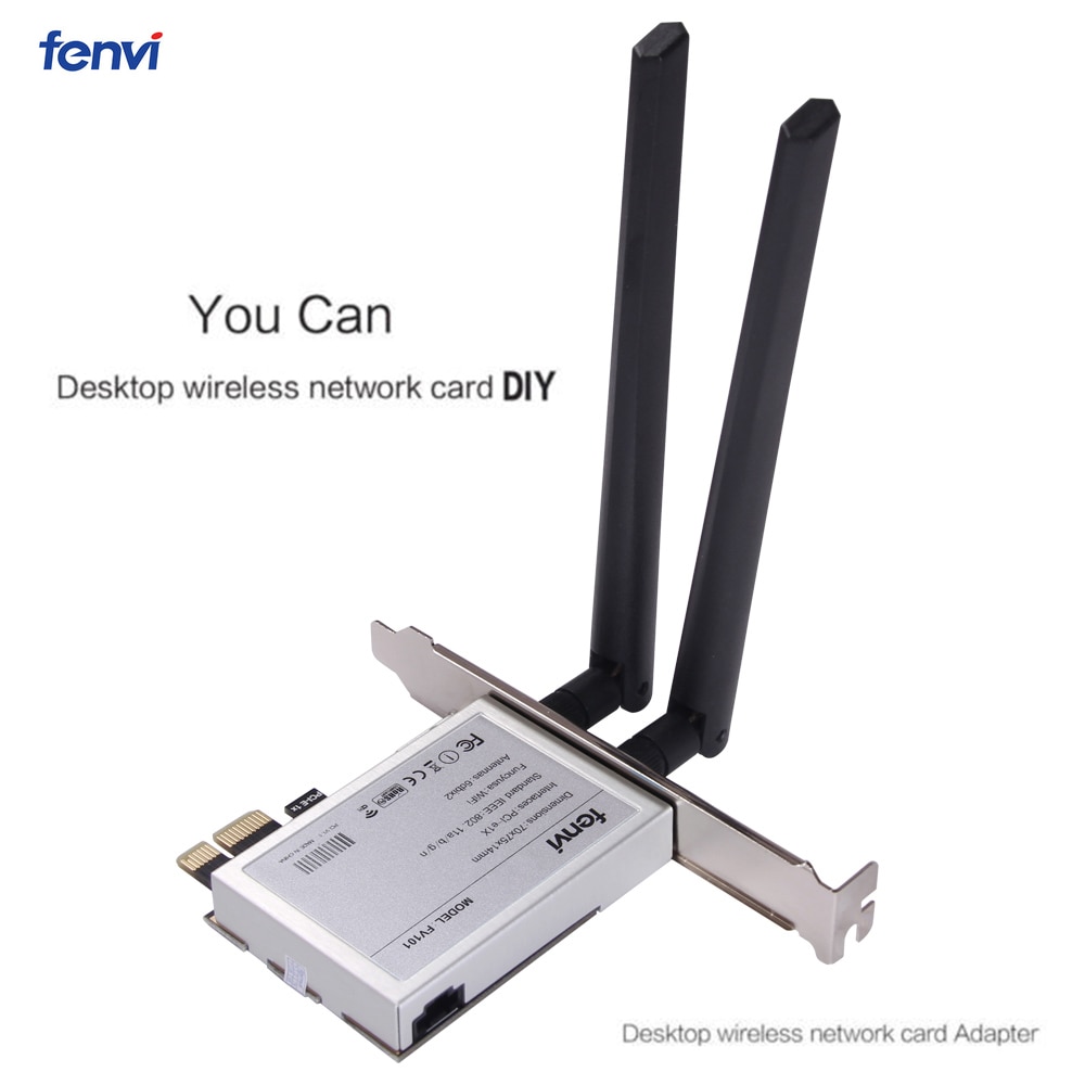 Fenvi Mini PCI-E To PCI-E X1 Wireless Adapter Converter With 2x Antenna for Desktop PC Half Size PCI Express WiFi Network Card