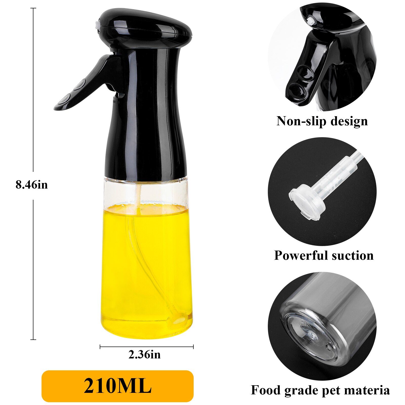 Kitchen Oil Bottle 210ml Oil Spray Bottle Cooking Baking Vinegar Mist Sprayer Barbecue Spray Bottle Cooking Grilling Roasting