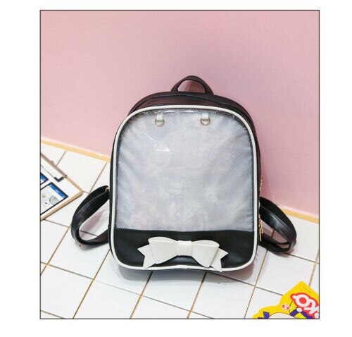 Mochila transparente para mujeres, bonitos bolsos con lazo para el colegio, minimochilas escolares negras para chicas adolescentes, recién llegadas, mochila: Blanco