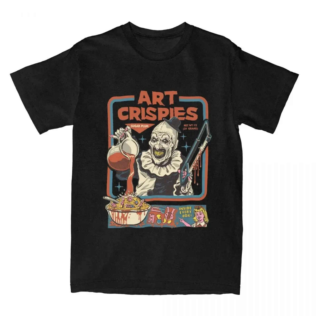 Art Crispies Terrifier Clown Shirt Apparel Men Women's Pure Retro Horror Tee Shirt Clothes Graphic Printing 71724: XXL / black